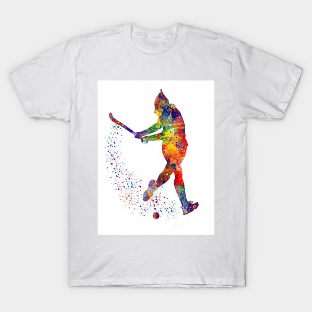 Girl Field Hockey Player Watercolor Sport T-Shirt by LotusGifts